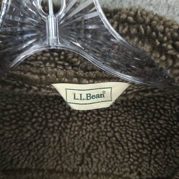Ll Bean Jacket Womens 1x Plus Cropped Sherpa Lined Faux Suede Button Up Brown - Picture 3 of 8
